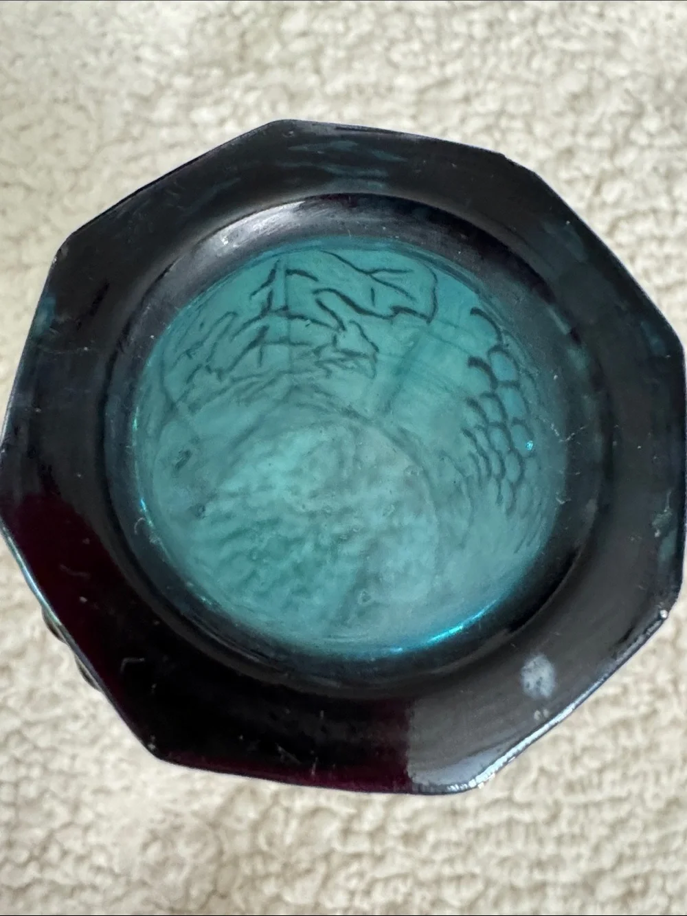 Indiana Glass tumbler Harvest Grape featuring a distinctive blue carnival glass
